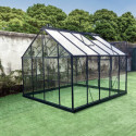 Serre de jardin Prima 7,42m² en aluminium anthracite et verre trempé 4mm - Green Protect