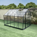 Serre de jardin Prima 7,42m² en aluminium anthracite et verre trempé 4mm - Green Protect