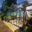 Serre de jardin Prima 7,42m² en aluminium anthracite et verre trempé 4mm - Green Protect