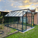 Serre de jardin 8,88m² en aluminium anthracite et verre trempé 4mm - Green Protect