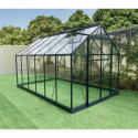 Serre de jardin 8,88m² en aluminium anthracite et verre trempé 4mm - Green Protect