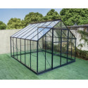 Serre de jardin 10,92m² en aluminium anthracite et verre trempé 4mm - Green Protect