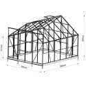 Serre de jardin 10,92m² en aluminium anthracite et verre trempé 4mm - Green Protect