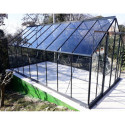 Serre de jardin 12,84m² en aluminium anthracite et verre trempé 4mm - Green Protect