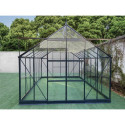 Serre de jardin 12,84m² en aluminium anthracite et verre trempé 4mm - Green Protect