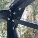 Serre de jardin 12,84m² en aluminium anthracite et verre trempé 4mm - Green Protect