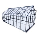 Serre de jardin 12,84m² en aluminium anthracite et verre trempé 4mm - Green Protect