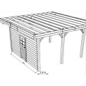 Paroi frontale avec porte simple centrée 390x245cm pour carport modulable en bois traité autoclave - SOLID