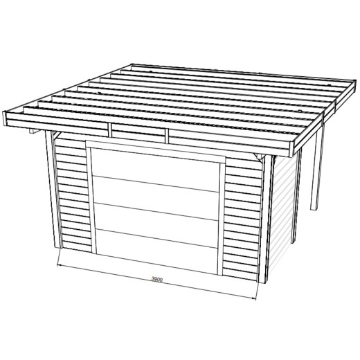 Paroi frontale avec porte de garage sectionnelle 390x245cm pour carport modulable 5x5m - SOLID