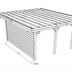 Paroi frontale pleine 480x245cm pour carport modulable en bois traité autoclave - SOLID