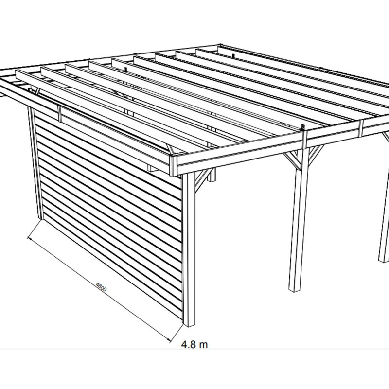 Paroi frontale pleine 480x245cm pour carport modulable en bois traité autoclave - SOLID