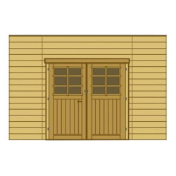 Paroi frontale avec double porte 480x245cm pour carport modulable en bois traité autoclave - SOLID