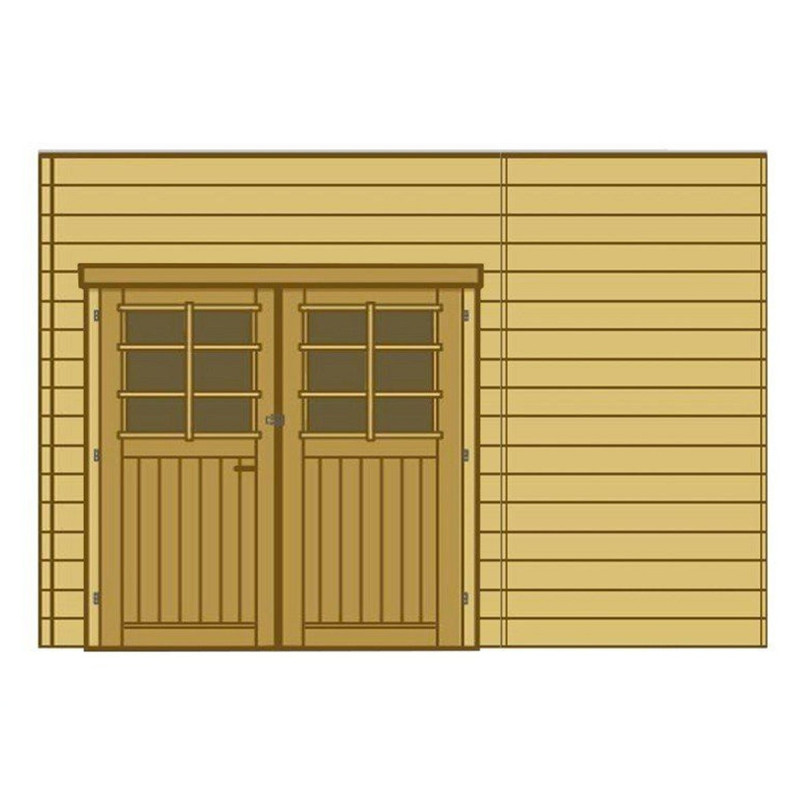 Paroi frontale avec double porte gauche 480x245cm pour carport modulable en bois traité autoclave - SOLID