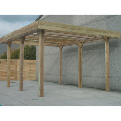 Carport modulable Camping car 6x5x4,25m en bois traité autoclave - SOLID 