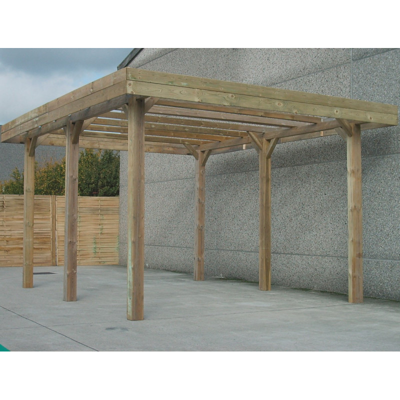 Carport modulable Camping car 6x5x4,25m en bois traité autoclave - SOLID 