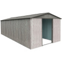 Abri de jardin métal 13,6m² WoodTouch beige  + kit d'ancrage X-METAL