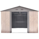 Abri de jardin métal 13,6m² WoodTouch beige  + kit d'ancrage X-METAL