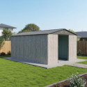 Abri de jardin métal 11m² WoodTouch beige  + kit d'ancrage X-METAL