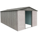 Abri de jardin métal 11m² WoodTouch beige  + kit d'ancrage X-METAL