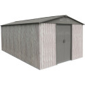 Abri de jardin métal 11m² WoodTouch beige  + kit d'ancrage X-METAL