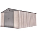Abri de jardin métal 11m² WoodTouch beige  + kit d'ancrage X-METAL