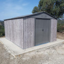 Abri de jardin métal 11m² WoodTouch beige  + kit d'ancrage X-METAL