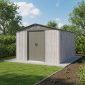 Abri de jardin métal 9,12m² WoodTouch beige  + kit d'ancrage X-METAL