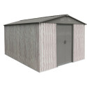Abri de jardin métal 9,12m² WoodTouch beige  + kit d'ancrage X-METAL