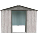 Abri de jardin métal 9,12m² WoodTouch beige  + kit d'ancrage X-METAL