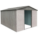 Abri de jardin métal 9,12m² WoodTouch beige  + kit d'ancrage X-METAL