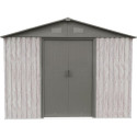 Abri de jardin métal 9,12m² WoodTouch beige  + kit d'ancrage X-METAL