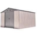Abri de jardin métal 9,12m² WoodTouch beige  + kit d'ancrage X-METAL