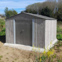 Abri de jardin métal 9,12m² WoodTouch beige  + kit d'ancrage X-METAL