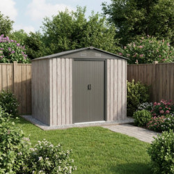 Abri de jardin métal 4,1m² WoodTouch beige  + kit d'ancrage X-METAL