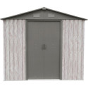Abri de jardin métal 4,1m² WoodTouch beige  + kit d'ancrage X-METAL