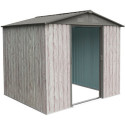 Abri de jardin métal 4,1m² WoodTouch beige  + kit d'ancrage X-METAL