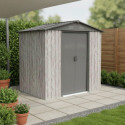 Abri de jardin métal 2,54m² WoodTouch beige  + kit d'ancrage X-METAL