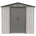 Abri de jardin métal 2,54m² WoodTouch beige  + kit d'ancrage X-METAL