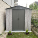 Abri de jardin métal 2,54m² WoodTouch beige  + kit d'ancrage X-METAL