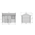 Abri de jardin en bois massif 28mm Arles porte double 8,52m² SOLID