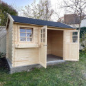 Abri de jardin en bois massif 28mm Arles porte double 8,52m² SOLID
