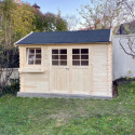 Abri de jardin en bois massif 28mm Arles porte double 8,52m² SOLID