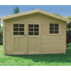 Abri de jardin en bois massif 28mm Chimay porte double 10,67m² - SOLID