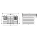 Abri de jardin en bois traité autoclave 28mm Dole porte double 11,56m² - SOLID