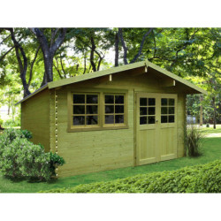 Abri de jardin en bois traité autoclave 28mm Niort avec double porte 12,46m² - SOLID