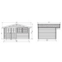 Abri de jardin en bois traité autoclave 28mm Niort avec double porte 12,46m² - SOLID