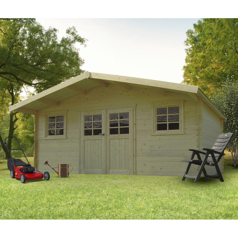 Abri de jardin en bois massif 28mm Douai avec double porte 15,14m² - SOLID
