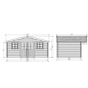 Abri de jardin en bois massif 28mm Douai avec double porte 15,14m² - SOLID