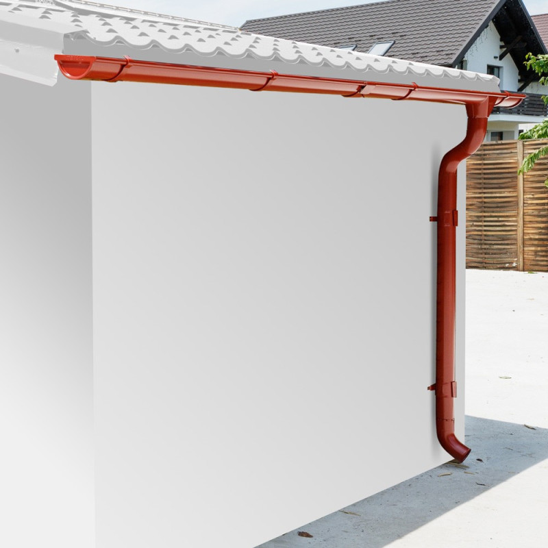 Kit gouttières rouge - pack prêt à la pose pour abri Woodlife 9m²+9m² terrasse