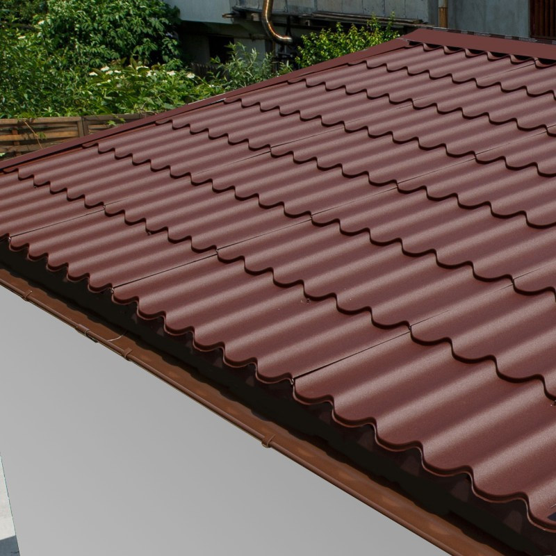 Tuiles métalliques marron - pack prêt à la pose pour abri Woodlife 9m²